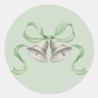 Adesivo Redondo Vinhetas de Natal com Aquarela e Arco - Verde