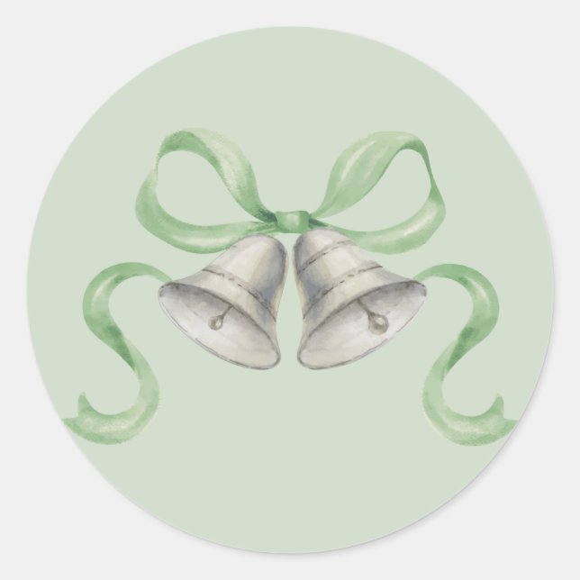 Adesivo Redondo Vinhetas de Natal com Aquarela e Arco - Verde (Frente)