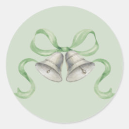 Adesivo Redondo Vinhetas de Natal com Aquarela e Arco - Verde