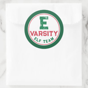 Adesivo Redondo Vinhetas de Natal da Equipe do Elf Engraçado