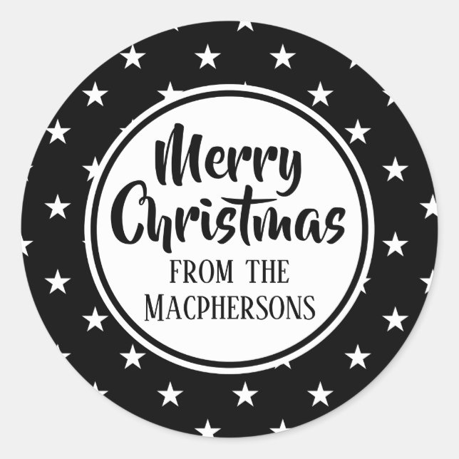 Adesivo Redondo Vinhetas de Natal das Estrelas Negras (Frente)