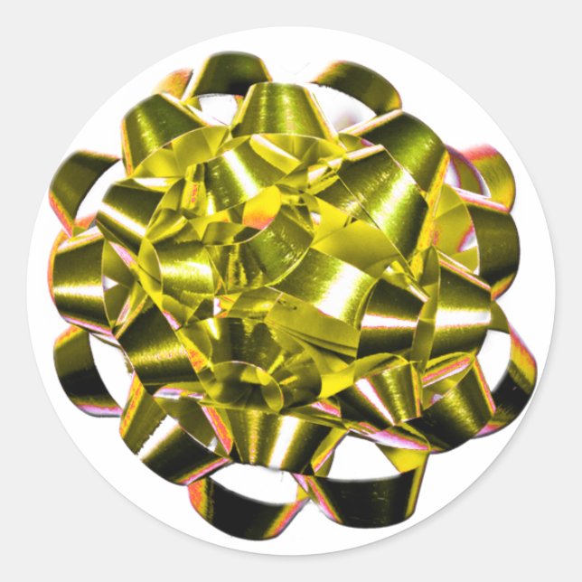 Adesivo Redondo Vinhetas de Natal de Arco de Férias Amarelo (Frente)