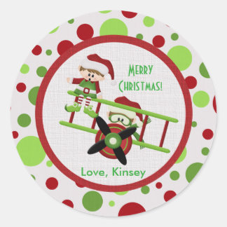 Adesivo Redondo Vinhetas de Natal de Elves Voadores