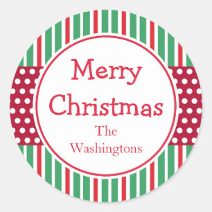 Adesivo Redondo Vinhetas de Natal de Férias de Bandas Verdes