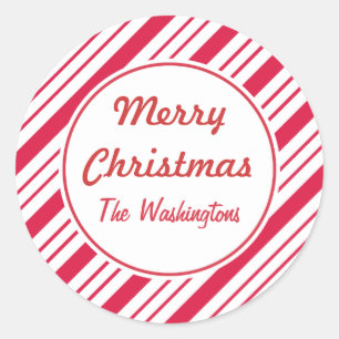 Adesivo Redondo Vinhetas de Natal de hortelã-pimenta