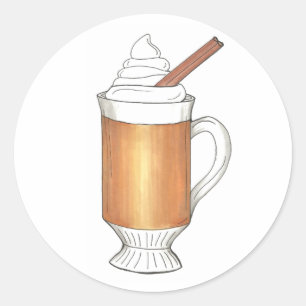 Adesivo Redondo Vinhetas de Natal de inverno com Rum de Manteiga Q