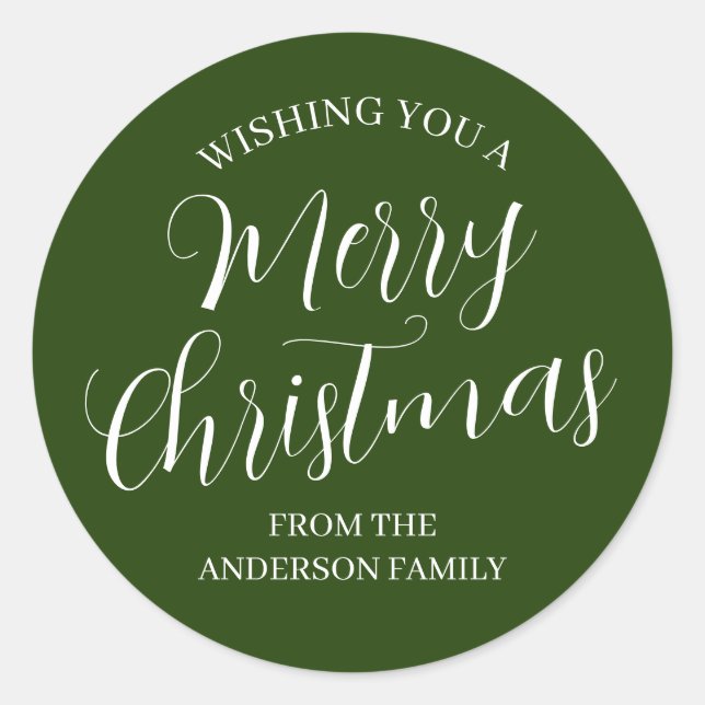Adesivo Redondo Vinhetas de Natal de Merry Verde (Frente)