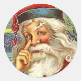 Adesivo Redondo Vinhetas de Natal de Papais noeis Antigos