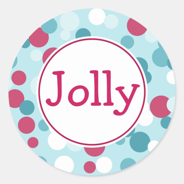 Adesivo Redondo Vinhetas de Natal de Pontos Retro (Frente)