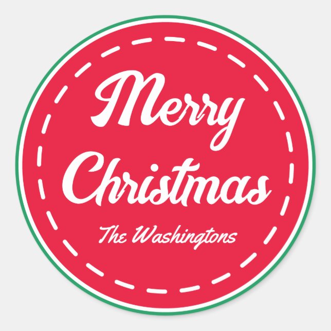 Adesivo Redondo Vinhetas de Natal de Retro Feliz (Frente)