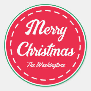 Adesivo Redondo Vinhetas de Natal de Retro Feliz