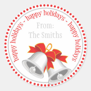 Adesivo Redondo Vinhetas de Natal de Silver Bells (Feriados Felize