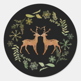 Adesivo Redondo Vinhetas de Natal Deer Wreath
