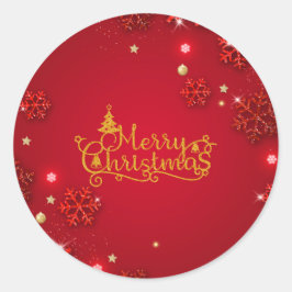 Adesivo Redondo Vinhetas de Natal Douradas e vermelhos festivos