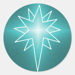 Adesivo Redondo Vinhetas de Natal em norte, Teal