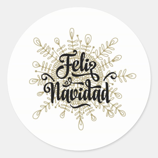Adesivo Redondo Vinhetas de Natal Espanhol Feliz Navidad (Frente)