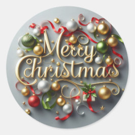 Adesivo Redondo Vinhetas de Natal Feliz