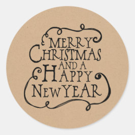 Adesivo Redondo Vinhetas de Natal Feliz