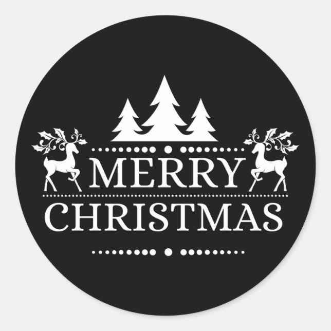 Adesivo Redondo Vinhetas de Natal Feliz (Frente)