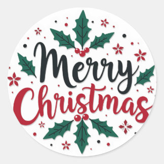 Adesivo Redondo Vinhetas de Natal Feliz