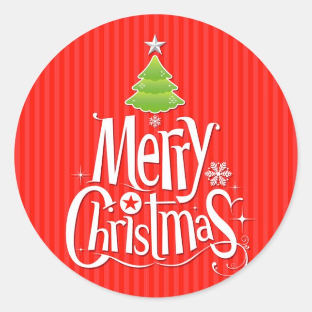 Adesivo Redondo Vinhetas de Natal Feliz (Frente)