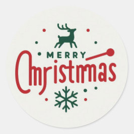 Adesivo Redondo Vinhetas de Natal Feliz