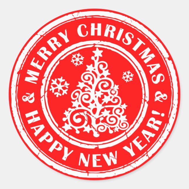 Adesivo Redondo Vinhetas de Natal Festivas (Frente)