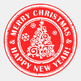 Adesivo Redondo Vinhetas de Natal Festivas