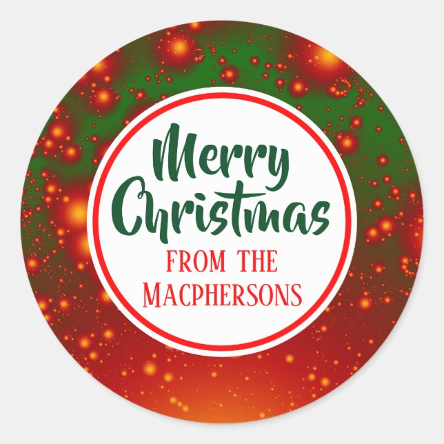 Adesivo Redondo Vinhetas de Natal Fractais Festivas (Círculo Verme (Frente)