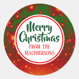 Adesivo Redondo Vinhetas de Natal Fractais Festivas (Círculo Verme