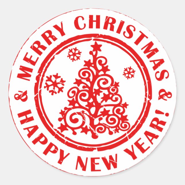 Adesivo Redondo Vinhetas de Natal ou selos para cartas (Frente)
