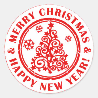 Adesivo Redondo Vinhetas de Natal ou selos para cartas
