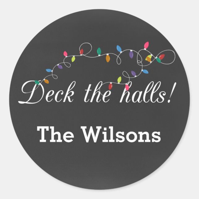 Adesivo Redondo Vinhetas de Natal para as Luzes de Natal (Frente)