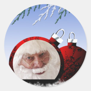 Adesivo Redondo Vinhetas de Natal para Modelo de Foto de Ornamento