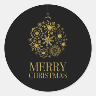Adesivo Redondo Vinhetas de Natal para Ornamento de Flocos de Neve