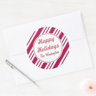 Adesivo Redondo Vinhetas de Natal personalizadas de hortelã-piment