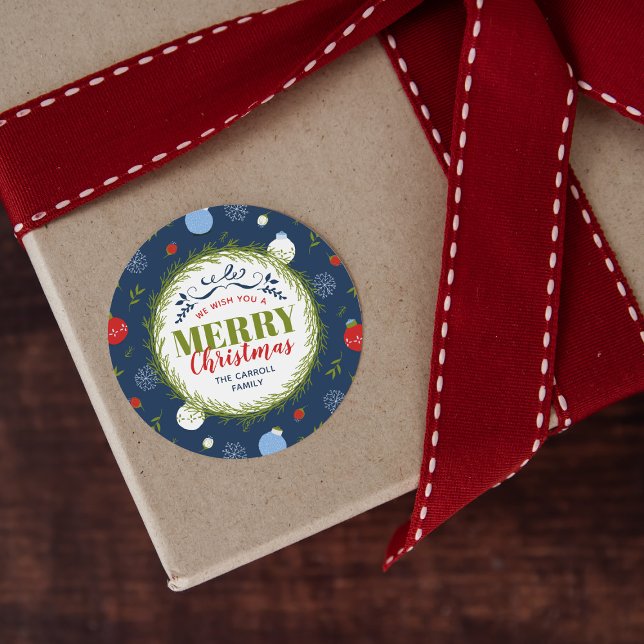 Adesivo Redondo Vinhetas de Natal Personalizadas de Natal de Féria (Criador carregado)