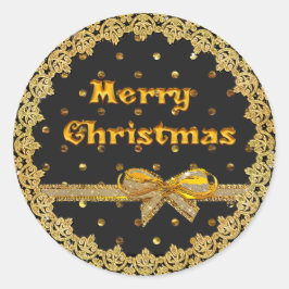 Adesivo Redondo Vinhetas de Natal Pretas e Douradas