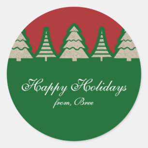 Adesivo Redondo Vinhetas de Natal Rustic Holiders de Árvore de Nat