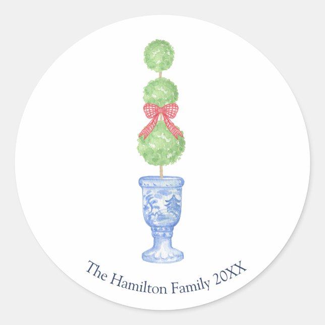 Adesivo Redondo Vinhetas de Natal Topiette Chinoiserie (Frente)