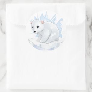 Adesivo Redondo Vinhetas de Natal - Urso Polar