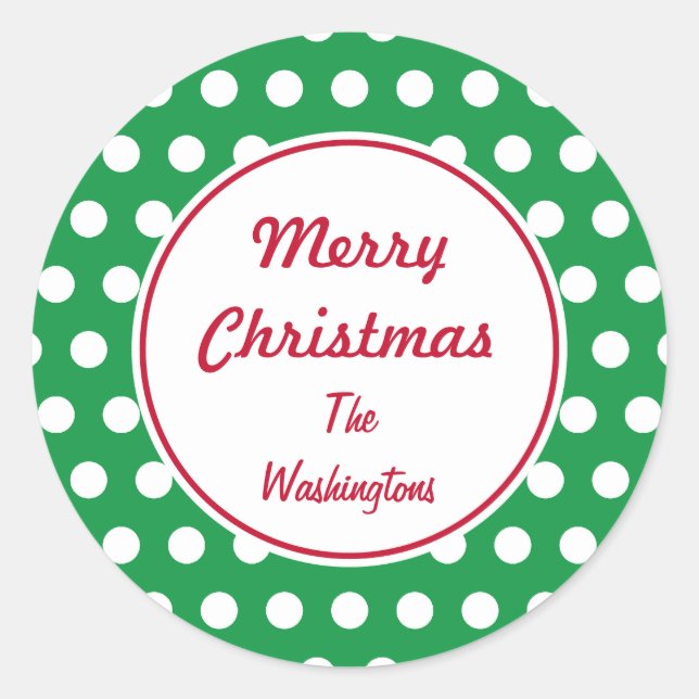 Adesivo Redondo Vinhetas de Natal Verde Personalizadas (Frente)