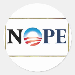Adesivo Redondo Vinhetas de Obama NOPE