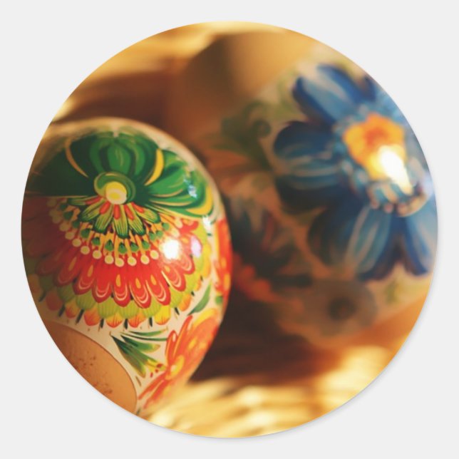Adesivo Redondo Vinhetas de Ovos de Páscoa (Frente)