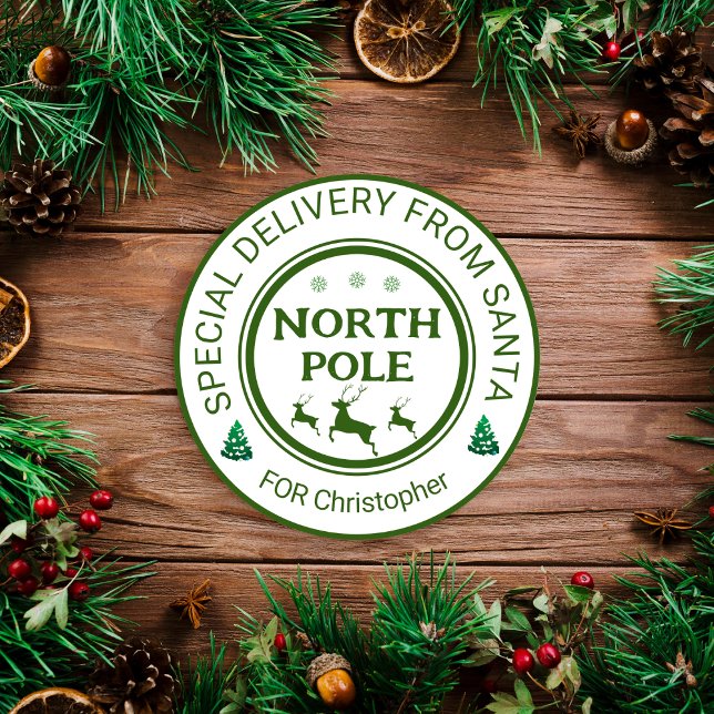 Adesivo Redondo vinhetas de papais noeis do polo norte (Criador carregado)