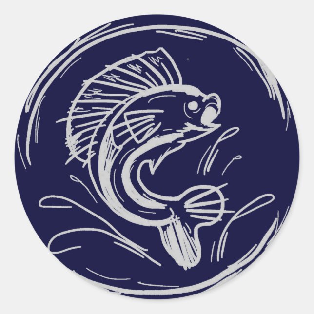 Adesivo Redondo Vinhetas de pesca (Frente)