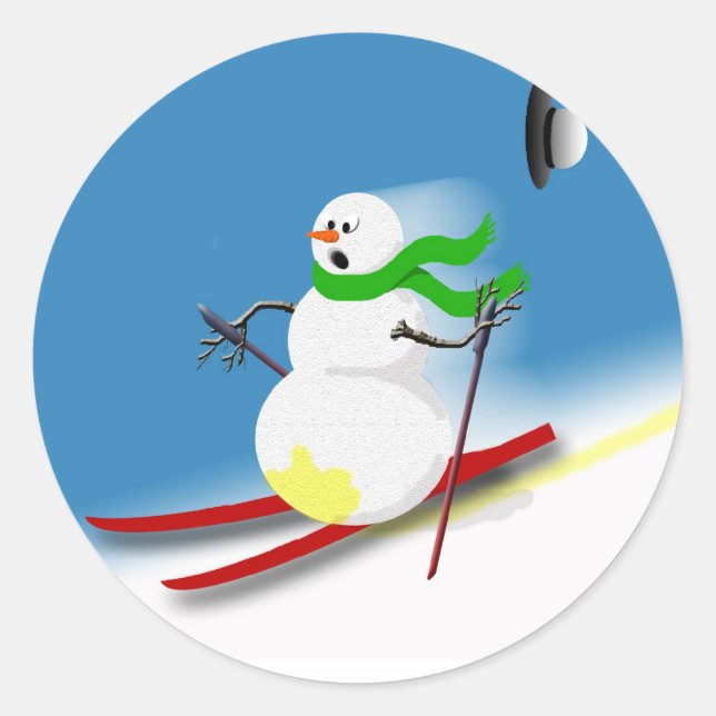Adesivo Redondo Vinhetas de Piada de Natal Holidor Snowman (Frente)
