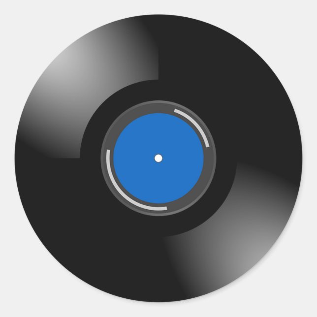 Adesivo Redondo Vinhetas de registro de vinil retrô (Frente)