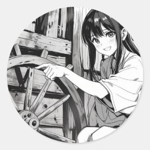 Adesivo Redondo Vinhetas de rodas de anime
