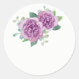 Adesivo Redondo Vinhetas de Rosa de Casamento Roxo